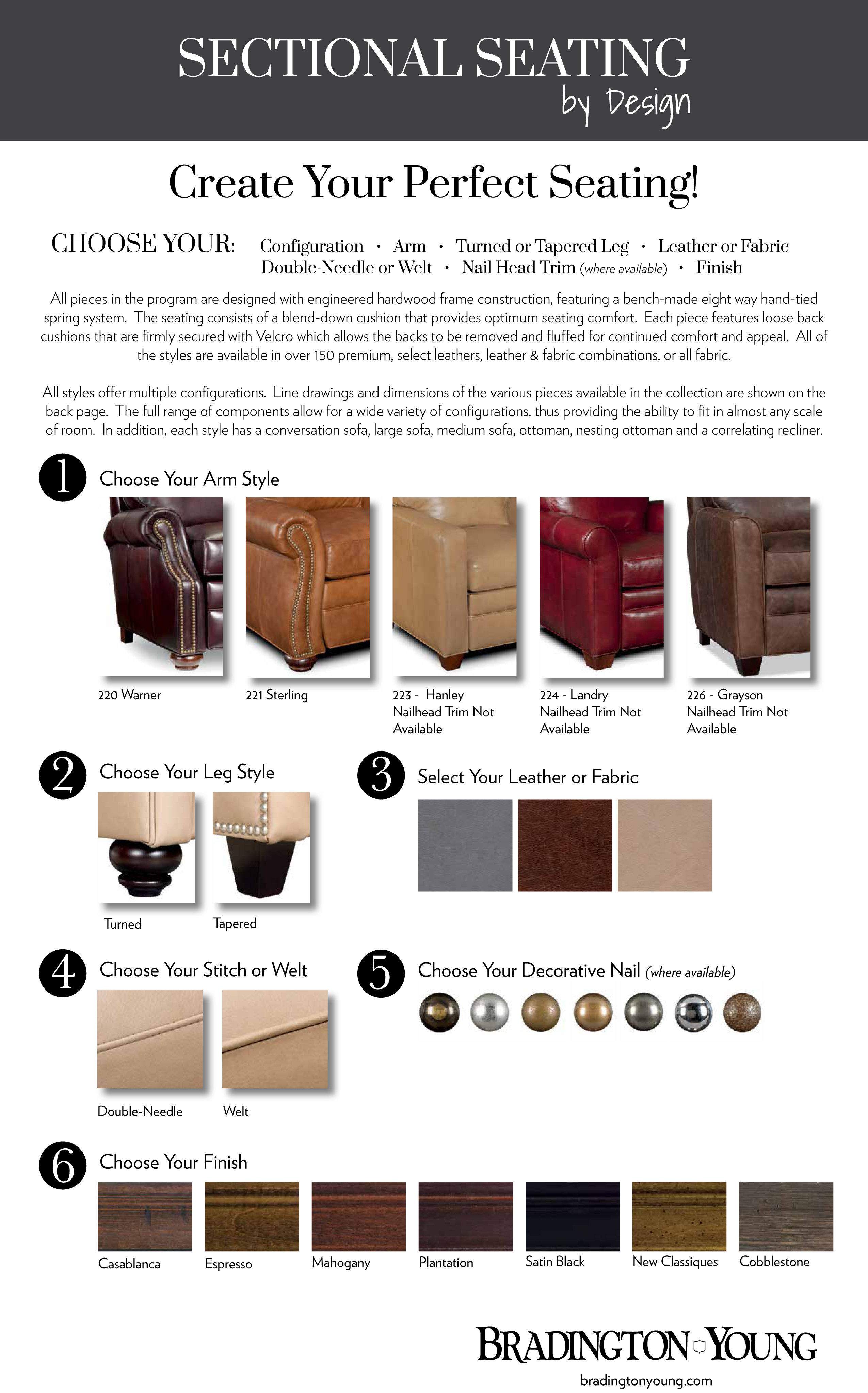 BradingtonYoung Leather Sofa 223 Hanley Custom Arm Series